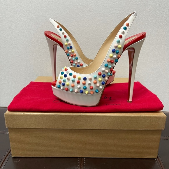 ***SOLD*** Christian Louboutin Lady Peep Sling Spike Pumps 36 - Picture 6 of 15